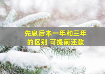 先息后本一年和三年的区别 可提前还款